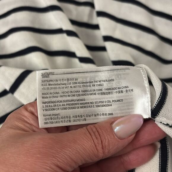 Suitsupply pure cotton Black and White Striped Sweater, M - Picture 8 of 8